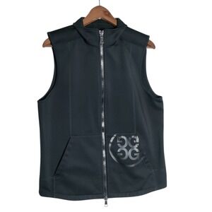 G/FORE Mens Full Zip Golf Vest Black Circle G Logo Fleece Lined Size M